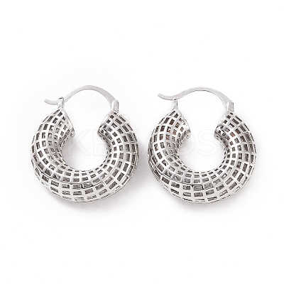 Brass Hollow Out Round Hoop Earrings for Women EJEW-C008-10P-1