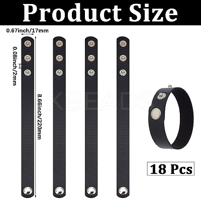 18Pcs PU Leather Snap Bracelets for Women Men BJEW-CY0001-13B-1