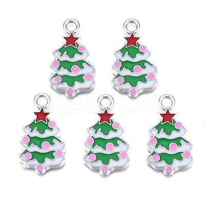 Christmas Tree Alloy Enamel Pendants ENAM-R041-18-1