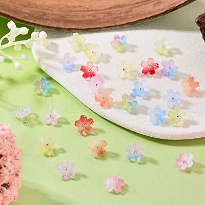 27Pcs 9 Colors Two Tone Glass Charms PALLOY-TADJ00014-1