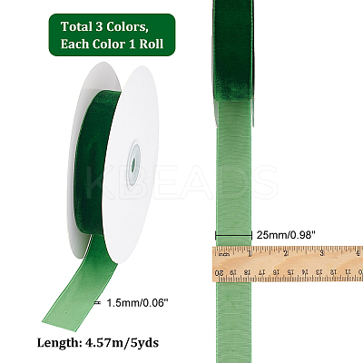 3 Rolls 3 Colors Single Face Velvet Ribbon Sets OCOR-AR0001-57-1