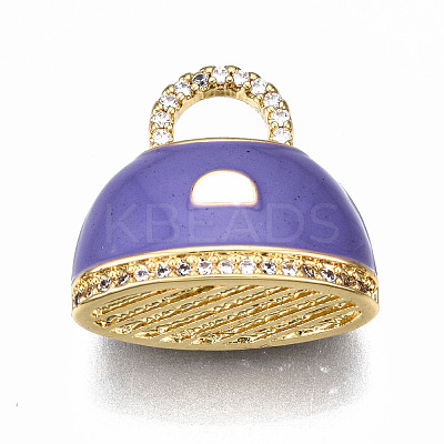 Brass Micro Pave Cubic Zirconia Enamel Pendants ZIRC-Q200-022B-NF-1
