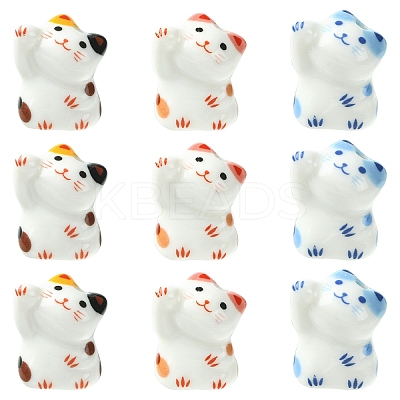 6Pcs 3 Colors Handmade Bright Glazed Porcelain Beads PORC-YW0001-32-1