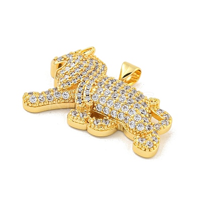 Rack Plating Brass Micro Pave Clear Cubic Zirconia Pendants KK-K341-63G-1