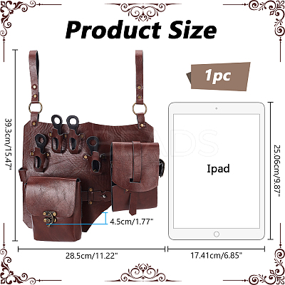 Retro PU Leather Magic Potions Belt Pouch Waist Bags AJEW-WH0270-362-1