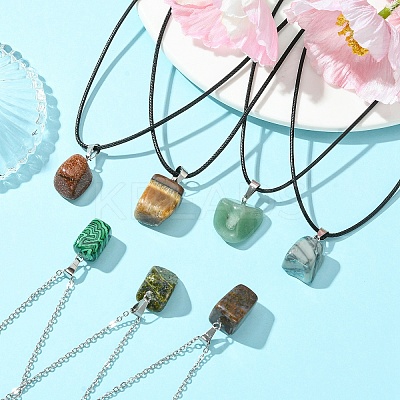 DIY Natural & Synthetic Mixed Gemstone Pendant Necklaces Making Kits DIY-YW0008-91-1