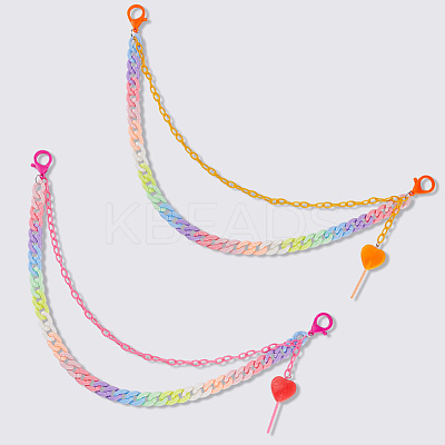 2Pcs 2 Colors Acrylic Two Layers Chain Belts AJEW-GF0011-19A-1