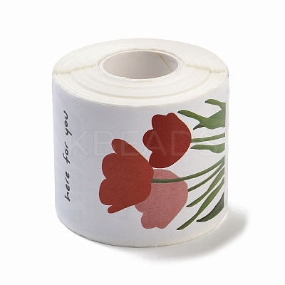 200Pcs Rectangle with Flower Here for You Theme Paper Self-Adhesive Stickers AJEW-S084-02C-1