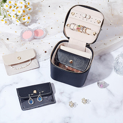 Portable Imitation Leather Jewelry Storage Zipper Boxs with 4 Insert Bags CON-WH0202-001A-1