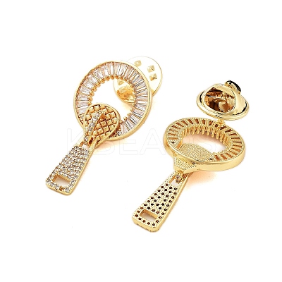 Rack Plating Brass Micro Pave Clear Cubic Zirconia Stud Earrings KK-S379-29G-1
