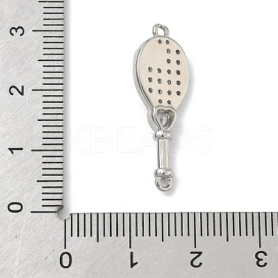 Brass Pave Clear Cubic Zirconia Tennis Racket Connector Charms KK-G548-12P-1