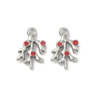 304 Stainless Steel Rhinestone Charms STAS-L308-05P-1