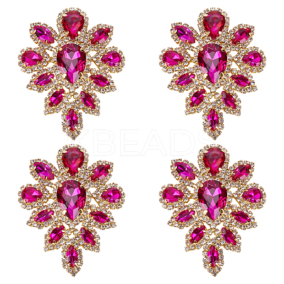 4Pcs Teardrop Shape Hotfix Rhinestone Iron on Patches PATC-FG0002-25A-1