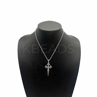Vintage Zinc Alloy Cross Pendant Necklace for Men Women IU0764-3-1