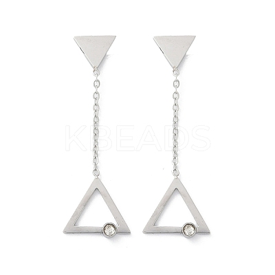 304 Stainless Steel Rhinestone Stud Earrings EJEW-Z089-17P-1