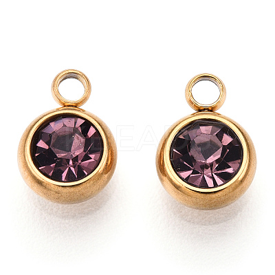 201 Stainless Steel Rhinestone Charms STAS-S068-06G-1