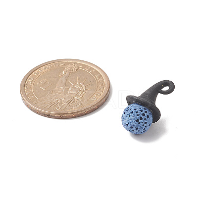Natural Lava Rock Dyed Round Pendants PALLOY-JF02036-1