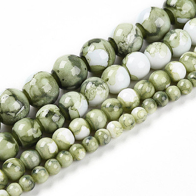 Baking Paint Glass Beads Strands DGLA-N003-6mm-C06-1