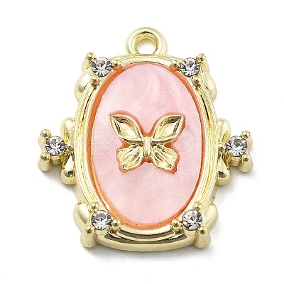 Alloy Cellulose Acetate Rhinestone Pendant PALLOY-E582-07G-01-1
