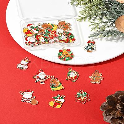20Pcs 10 Styles Christmas Theme Alloy Enamel Pendants ENAM-FS0002-13-1