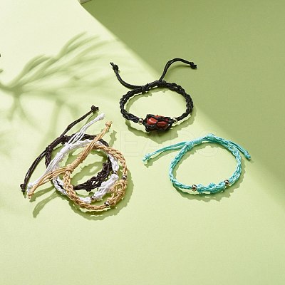 CCB Plastic Nugget Braided Cord Bracelet BJEW-JB08118-02-1