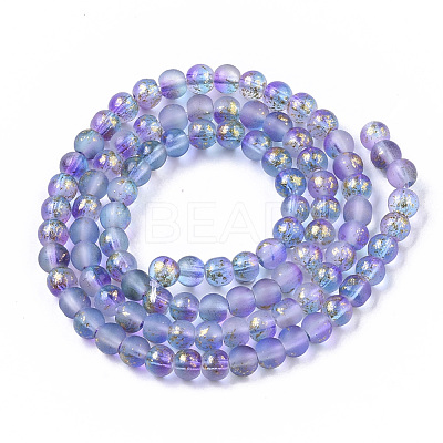 Frosted Spray Painted Glass Beads Strands X-GLAA-N035-03A-C05-1