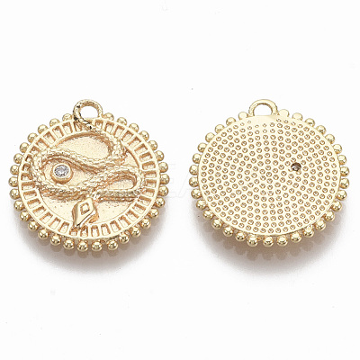 Brass Micro Pave Cubic Zirconia Pendants KK-R130-006G-NF-1