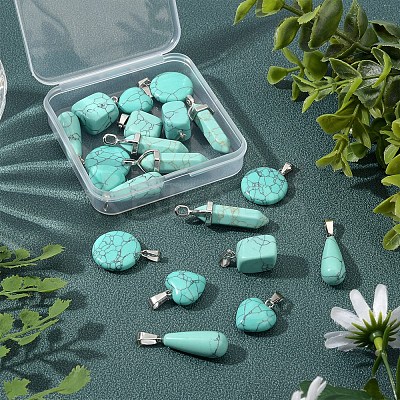 20Pcs 5 Style Dyed Synthetic Turquoise Pendants G-SC0001-76-1