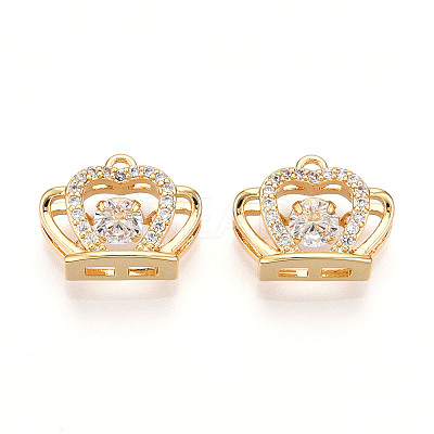 Brass Micro Pave Cubic Zirconia Charms KK-N261-90G-1