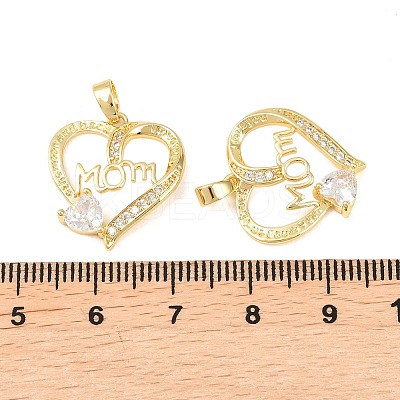 Mother's Day Brass Micro Pave Clear Cubic Zirconia Pendants KK-F931-20A-G-1