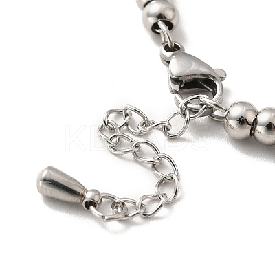 Tarnish Resistant 304 Stainless Steel Dragonfly Charm Bracelet with 201 Stainless Steel Round Beads for Women BJEW-B057-22P-1