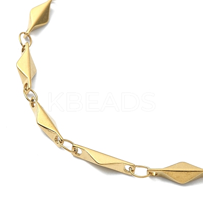 Ion Plating(IP) 304 Stainless Steel Rhombus Link Chain Bracelets for Women BJEW-D023-02G-1