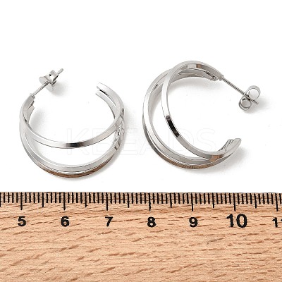 Triple C-Shaped 201 Stainless Steel Stud Earrings EJEW-Z151-09P-1