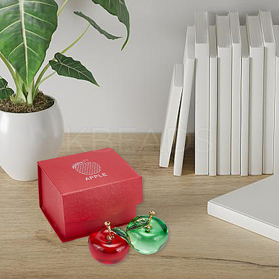 2Pcs 2 Colors Apple Glass Home Ornaments DJEW-NB0001-31-1