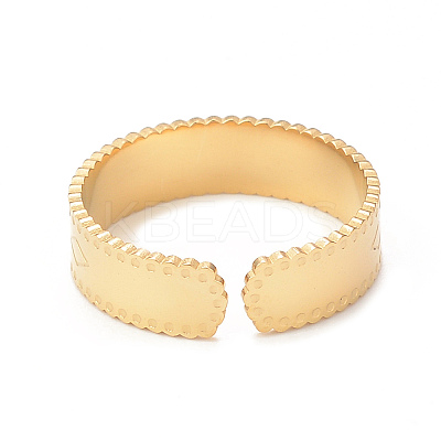 Ion Plating(IP) 304 Stainless Steel Rhombus Pattern Open Cuff Ring for Women RJEW-I096-07G-1