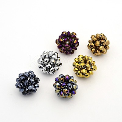 Electroplate Glass Round Woven Beads GLAA-A034-6mm-C-1