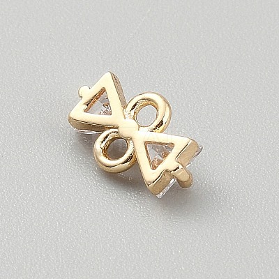 Brass Pave Clear Cubic Zirconia Connector Charms KK-WH0365-010G-03-1