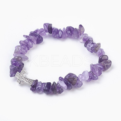 Natural & Synthetic Gemstone Beads Stretch Bracelets BJEW-JB03926-03-1