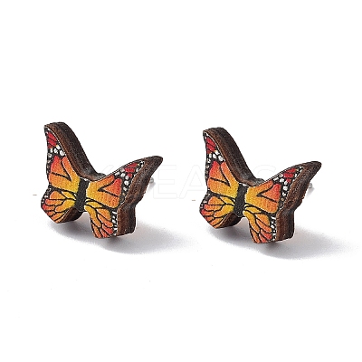 Natural Wood Stud Earrings EJEW-C013-01C-1