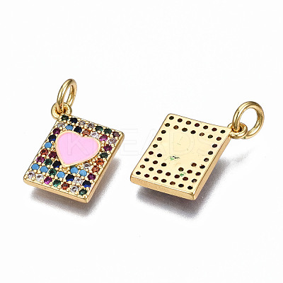 Brass Micro Pave Clear Cubic Zirconia Enamel Charms ZIRC-Q200-004A-NF-1
