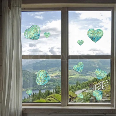 4PCS 2 Styles PVC Stickers Dazzling Color Window Stickers 3D Laser Heart Shaped Electrostatic Glass Window Stickers JX829A-1