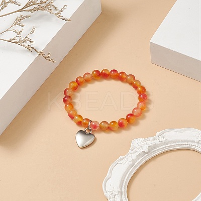 Two Tone Natural Jade Beaded Stretch Bracelet BJEW-JB09176-1