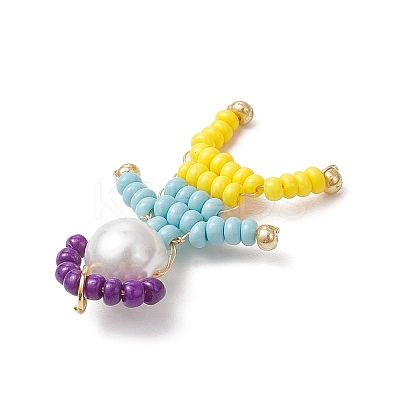 Glass Seed Bead with Glass Pearl Round Bead People Pendants PALLOY-MZ00643-1