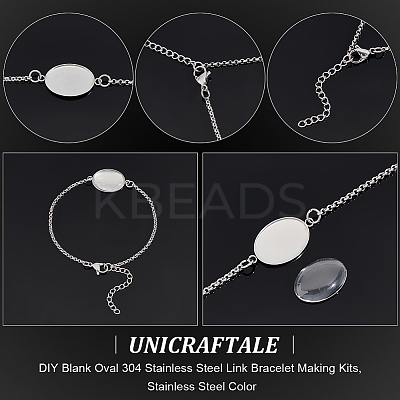 DIY Blank Oval 304 Stainless Steel Link Bracelet Making Kits BJEW-UN00003-1