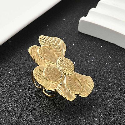 304 Stainless Steel Cuff Open Rings for Women RJEW-F195-03G-1