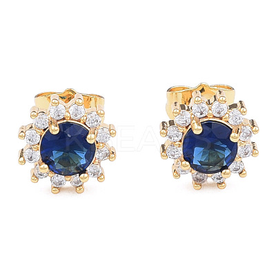 Cubic Zirconia Flower Stud Earrings EJEW-N011-60A-1