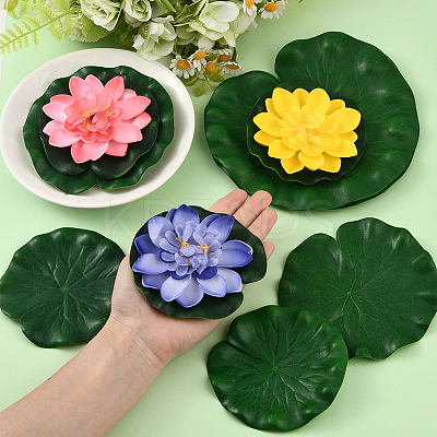 Artificial EVA Foam Lotus Leaf & Flower AJEW-SP0003-26B-1