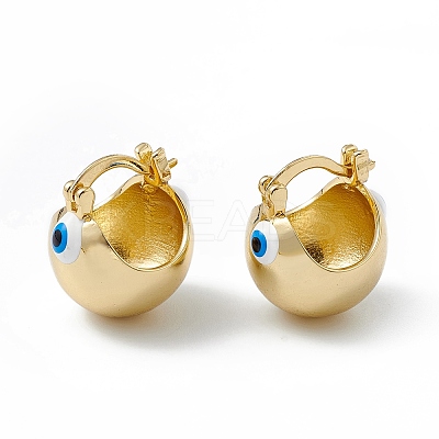 Brass Enamel Evil Eye Half Hoop Earrings EJEW-A093-03G-02-1