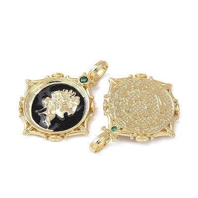 Brass Micro Pave Cubic Zirconia Pendants KK-C143-30G-1