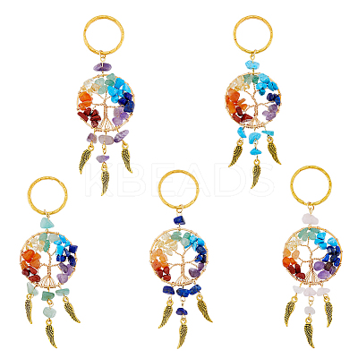 5Pcs 5 Style Gemstone Keychain KEYC-NB0001-68-1